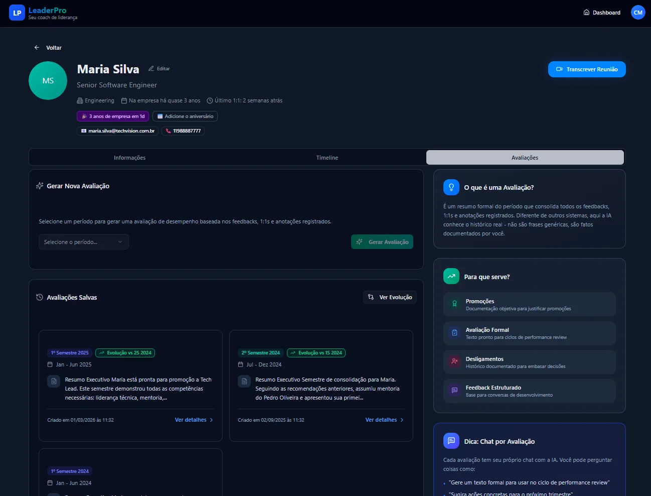 Avaliações estruturadas baseadas em dados reais